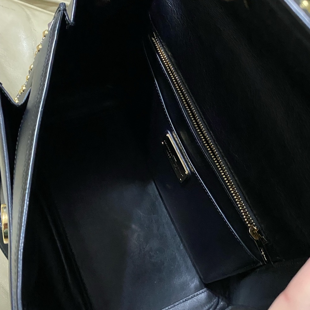 Salvatore Ferragamo COA Leather Satchel Studded Carrie Vara Bow Chain Top Handle - Picture 9 of 12